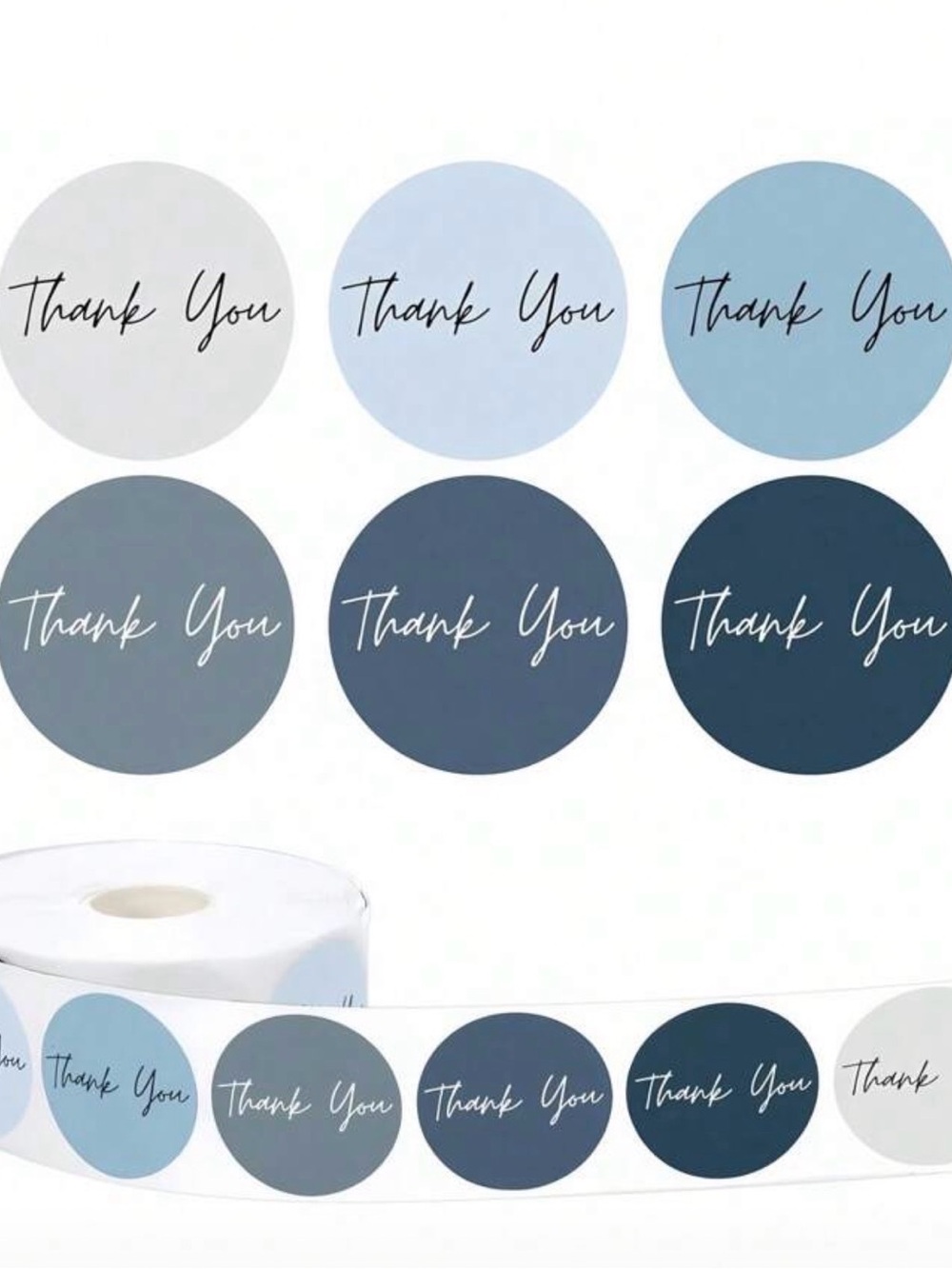 Thank You Sticker Roll 500 count!- Blue Gradient Circles